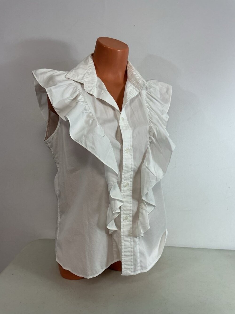 Ralph Lauren White Ruffle Shirt Blouse Womens Large - Picture 4 of 7